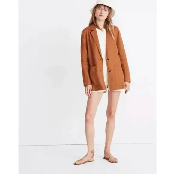 Madewell Linen Dorset Blazer in Warm Hickory - Picture 6 of 6